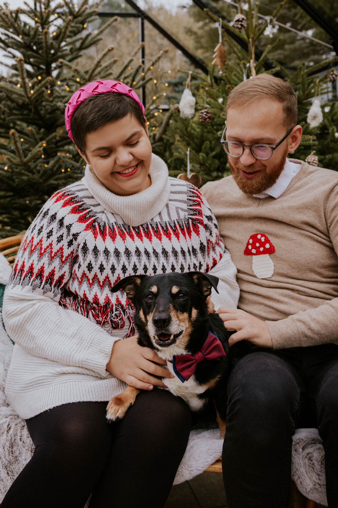 sesja świąteczna w z psem w studio fotograficznym w Poznaniu